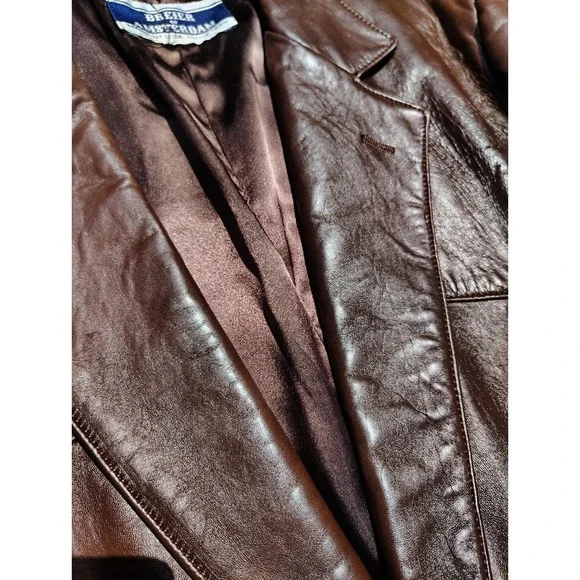 Breier Of Amsterdam Leather Jacket‎ Mens Large Brown Vintage 70s Suit USA Made